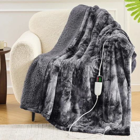 OCTROT Electric Heated Blanket with Faux Fur